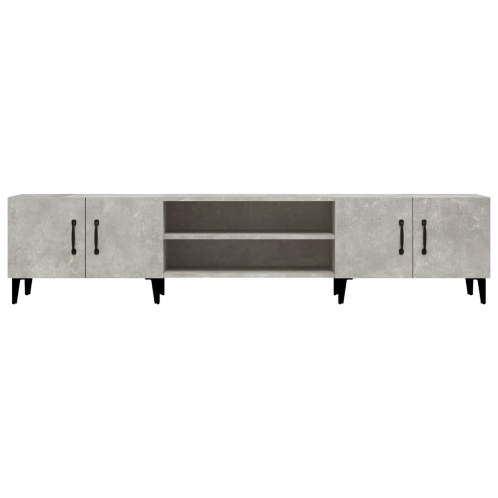 vidaXL 4 Door 2 Shelf Concrete Grey TV Cabinet Image 3