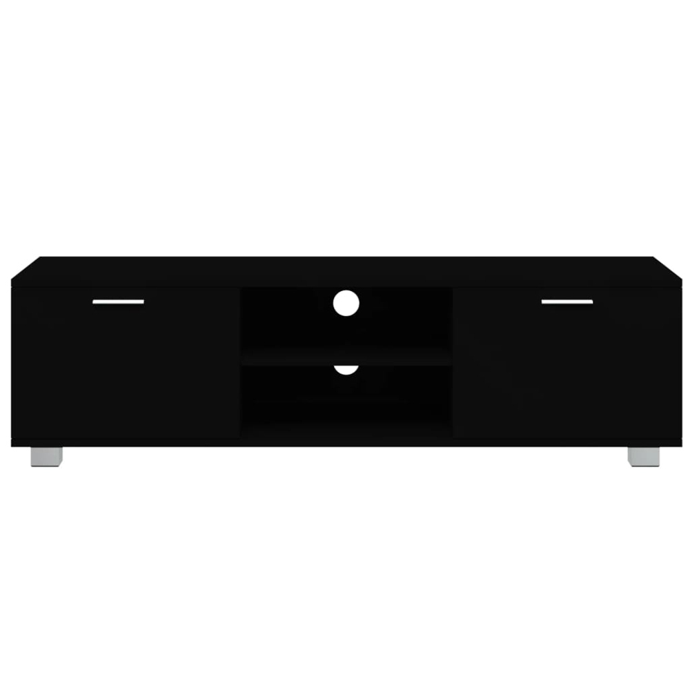 vidaXL 2 Door 2 Shelf Black TV Cabinet Image 4