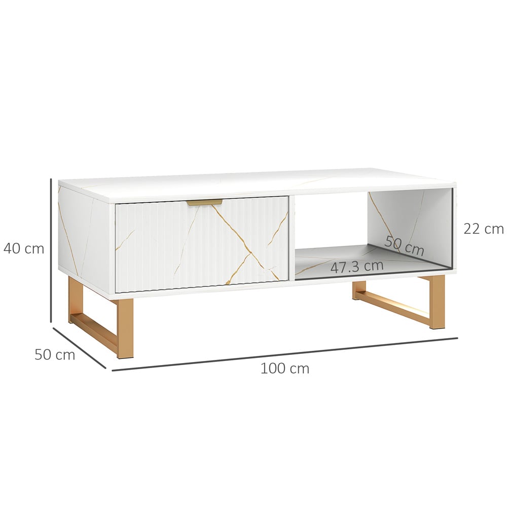 HOMCOM Single Drawer Single Shelf White Coffee Table Image 9