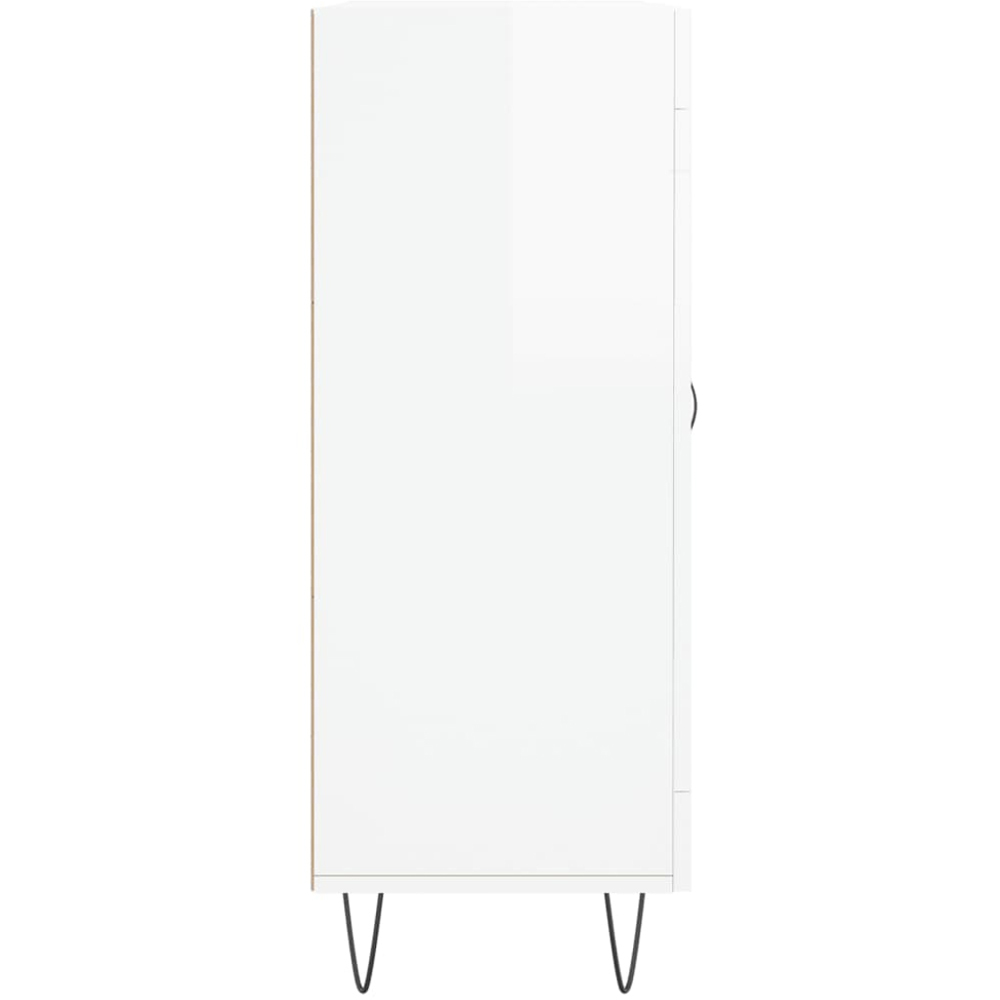 vidaXL Single Glass Door 3 Drawer High Gloss White Sideboard Image 7