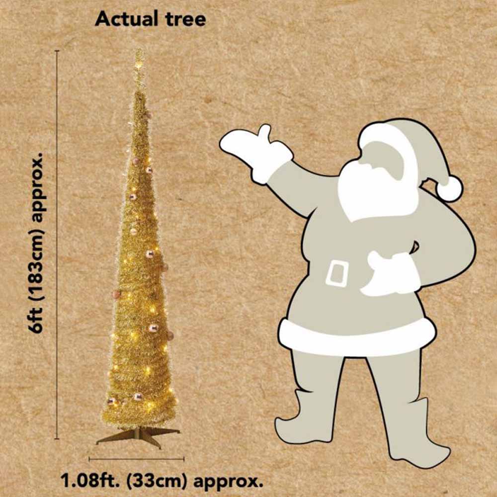 Wilko 6ft Pop Up Pre-Lit Gold Artificial Christmas Tree Image 4
