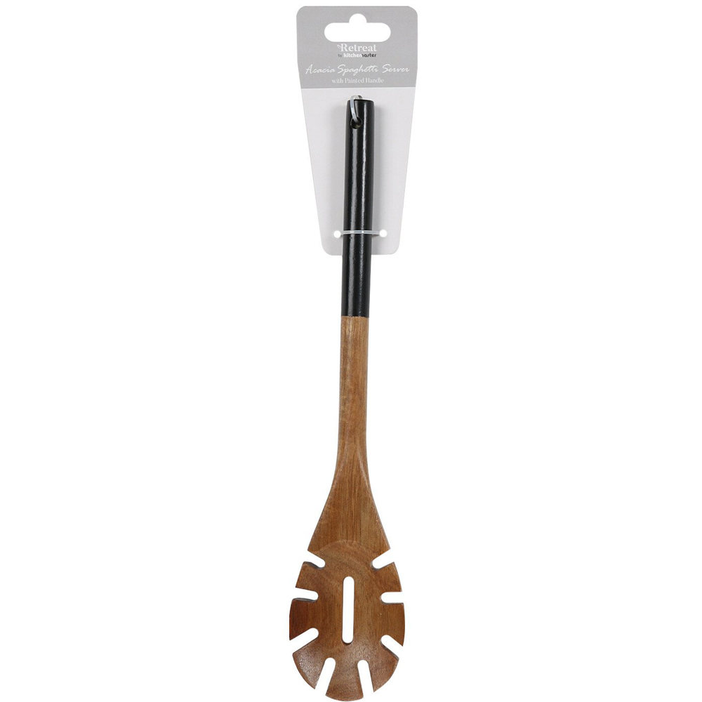 Acacia Spaghetti Server with Painted Handle - Black Image