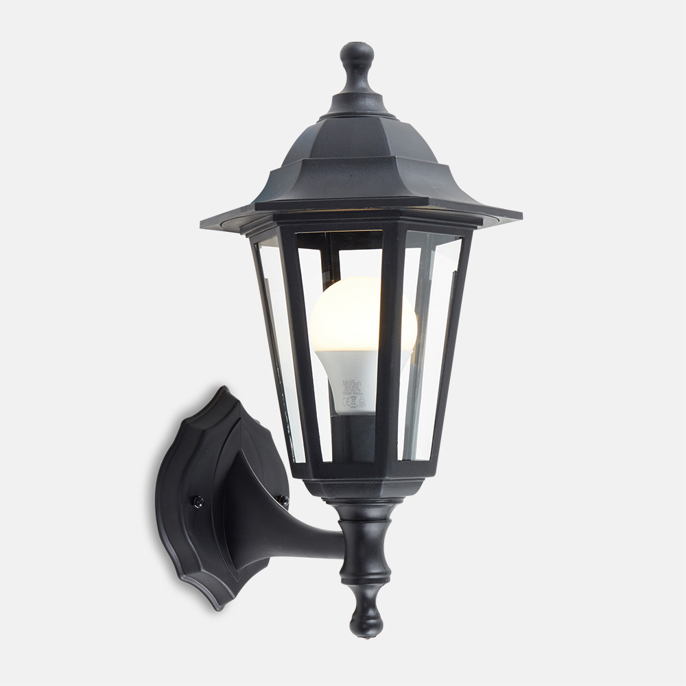 ValueLights Outdoor Black Wall Lantern Image 7