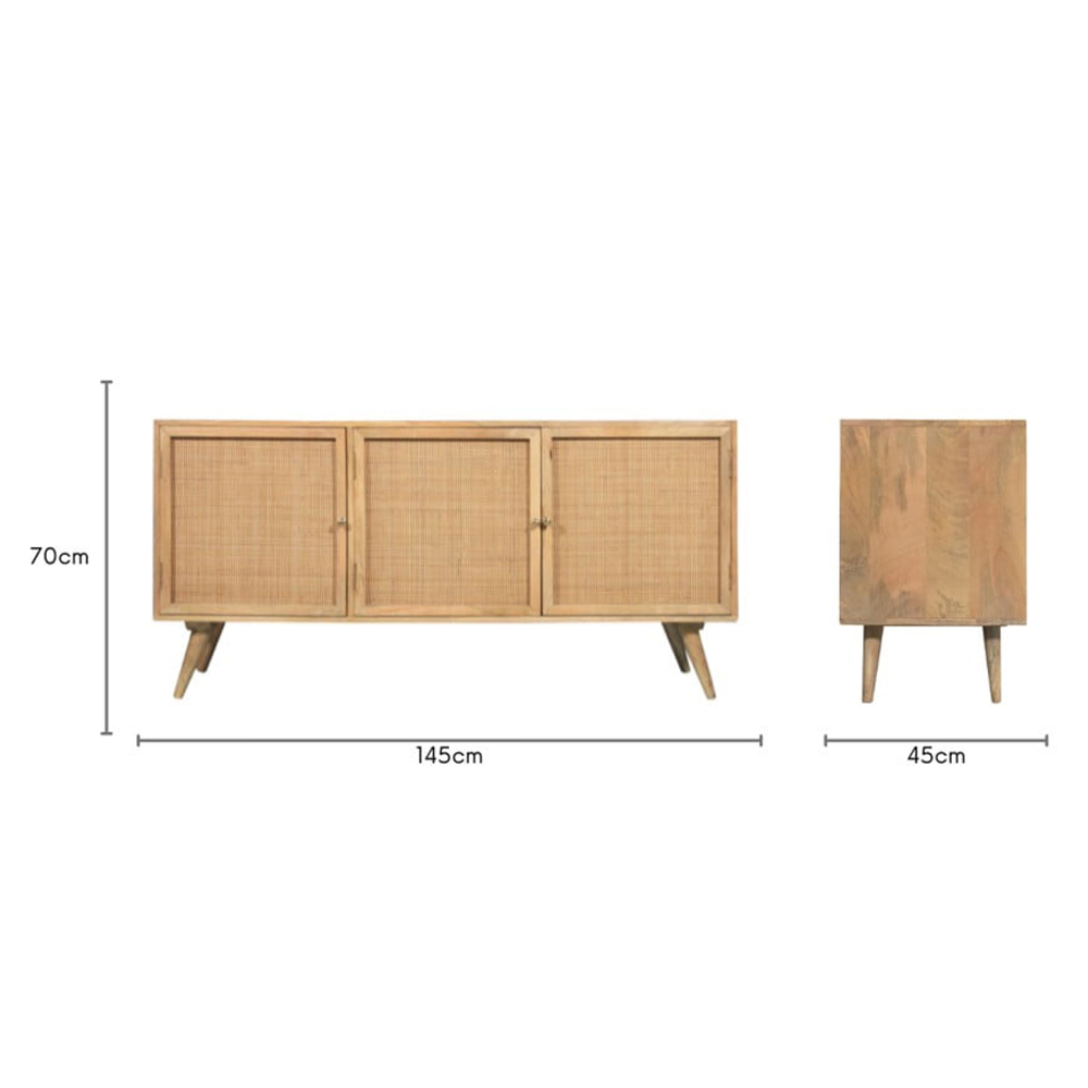 Desser Manhattan 3 Door Natural Rattan and Mango Wood Sideboard Image 9