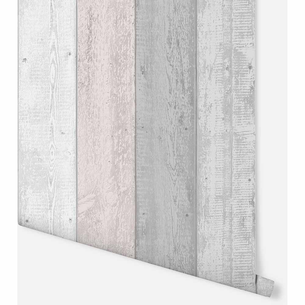 Arthouse Painted Wood Pink and Grey Wallpaper Image 3