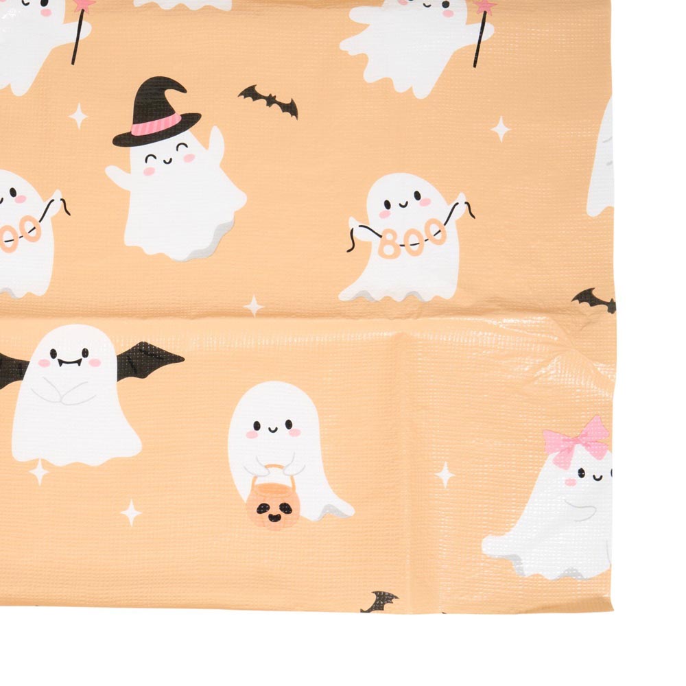 Halloween Ghost Wipe Clean Table Cloth Orange Image 3