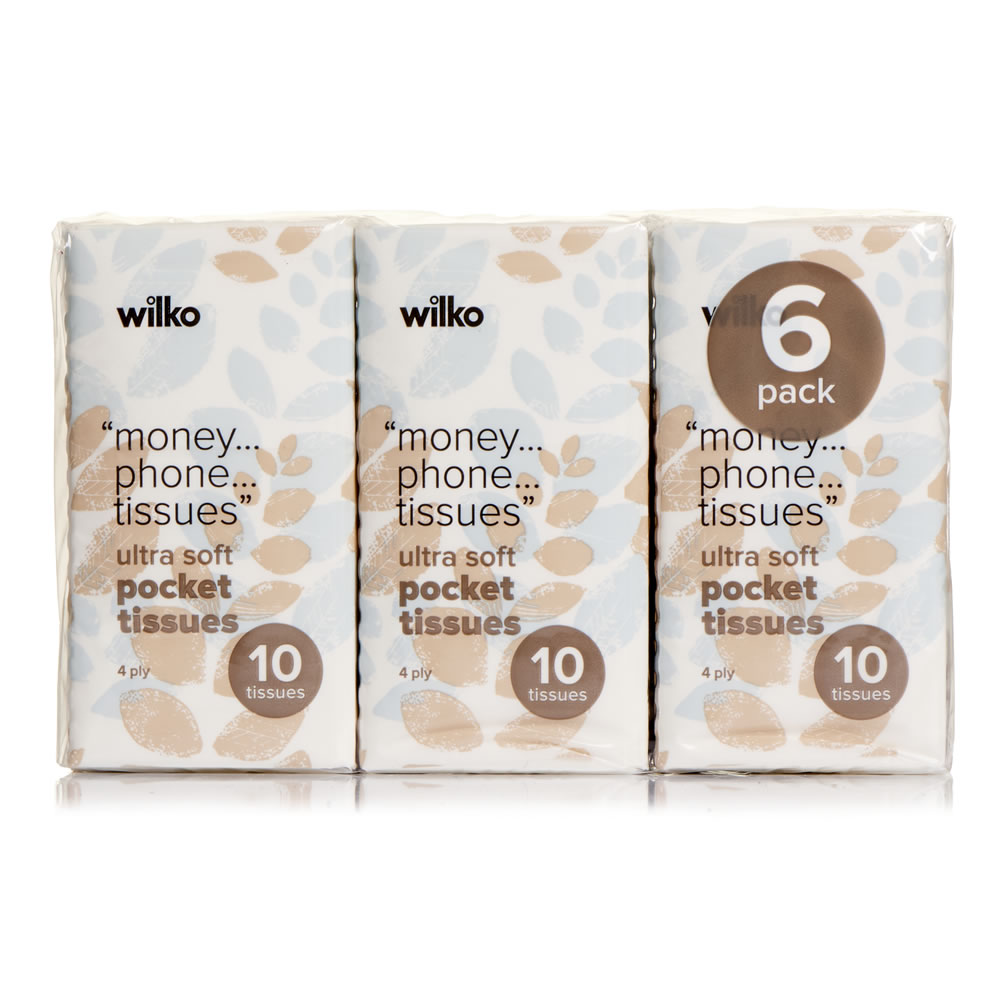 Wilko Ultra Soft Pocket Tissues 4 Ply 6 pack Image