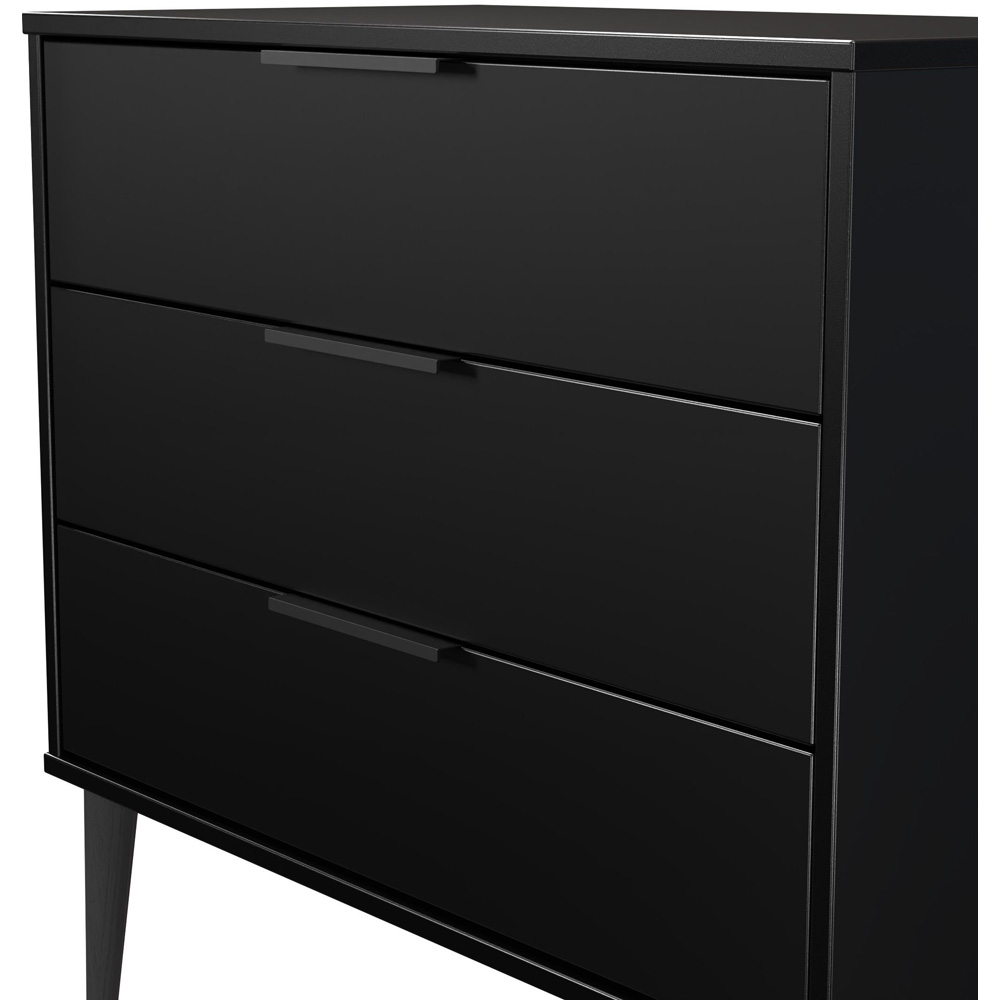 Crowndale Hong Kong 3 Drawer Matt Black Chest of Drawers Ready Assembled Image 5