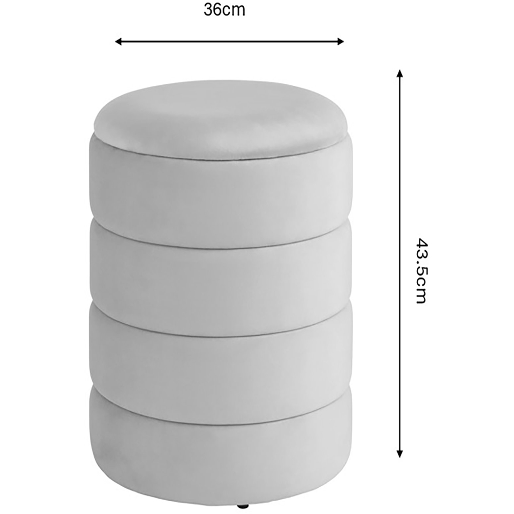GFW Klara Grey Soft Velvet Storage Stool Image 7