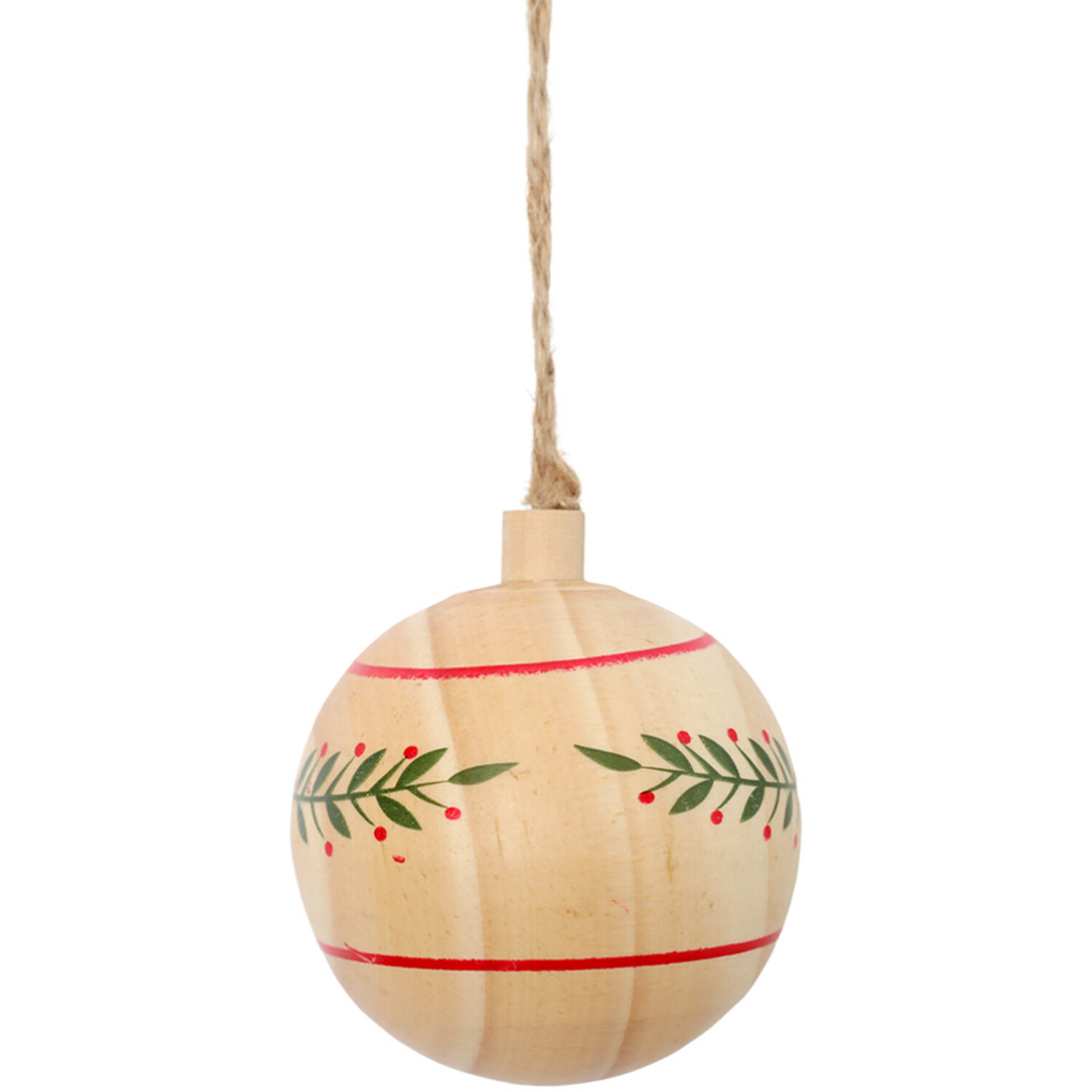 Wooden Holly Bauble Natural Image 3
