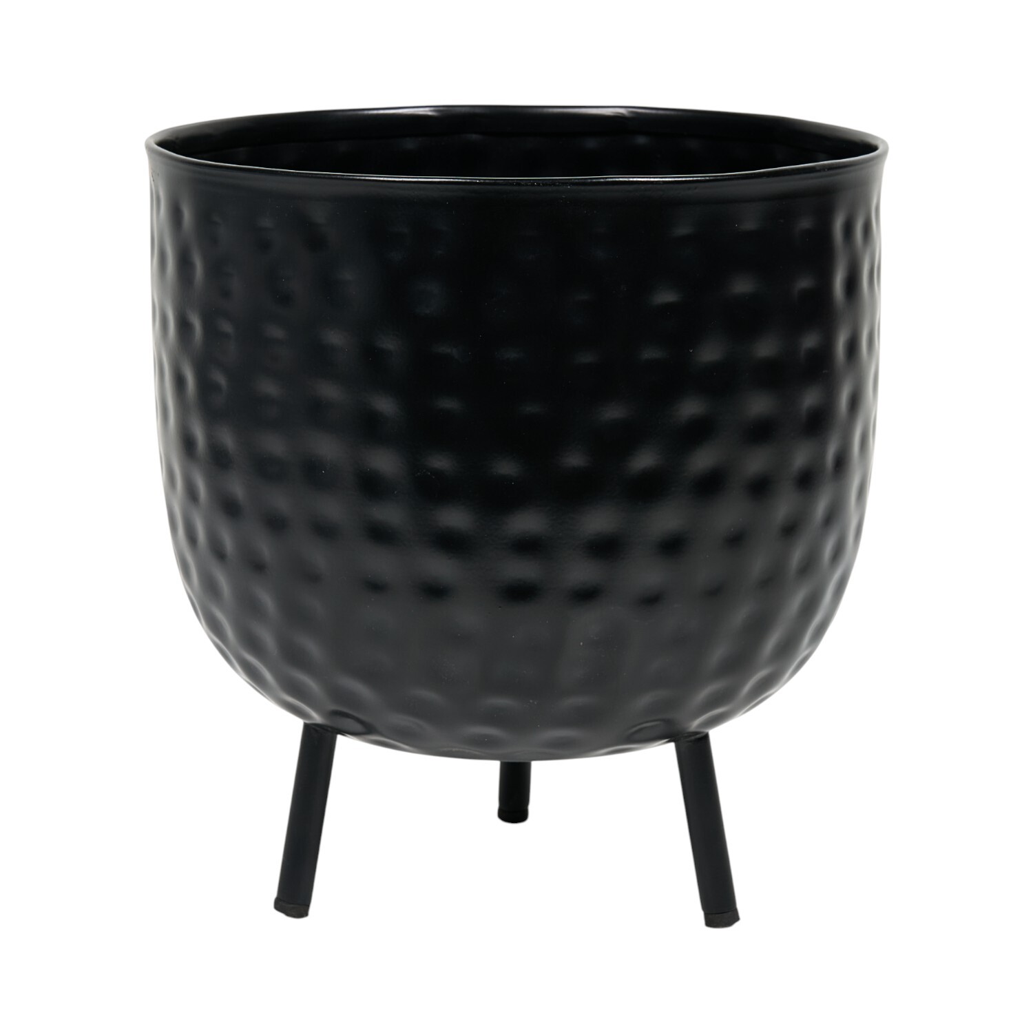 Hammered Round Planter Black Image 4