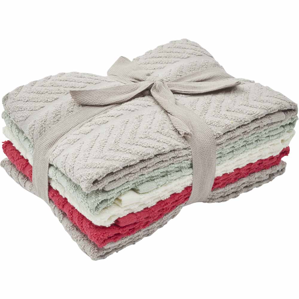 Wilko Mint and Cream Tea Towels 5pk Wilko