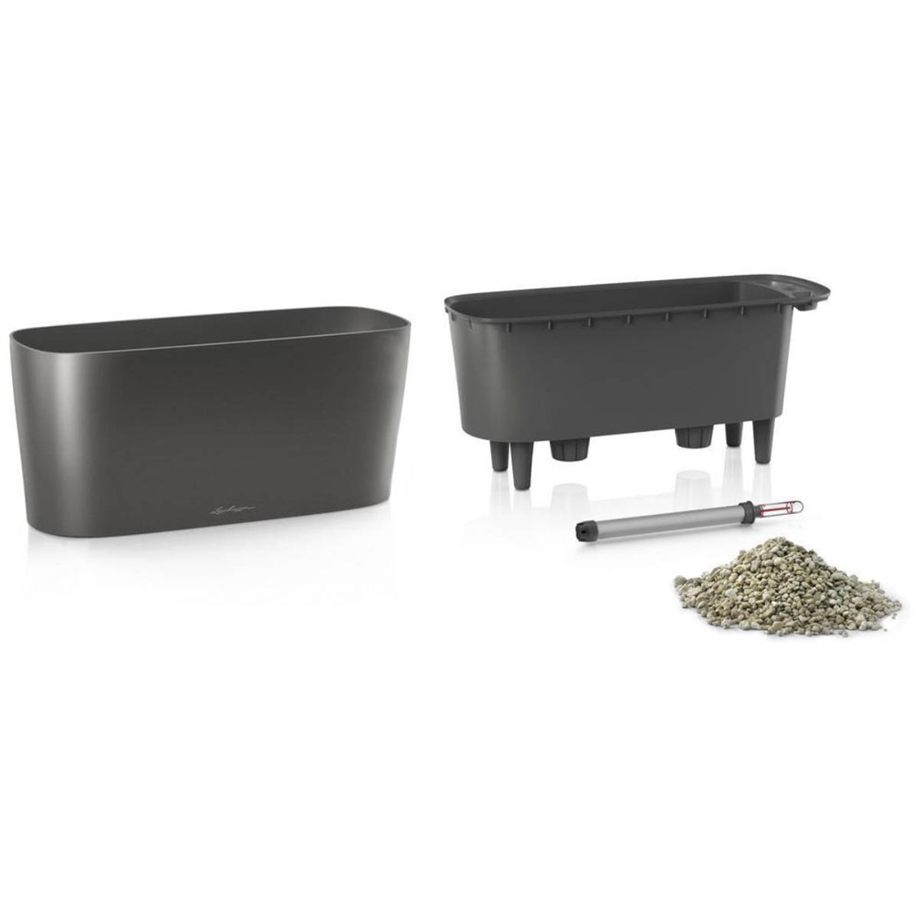 Lechuza Delta Charcoal Polyresin Self Watering Planter 40cm 2 Pack Image 6