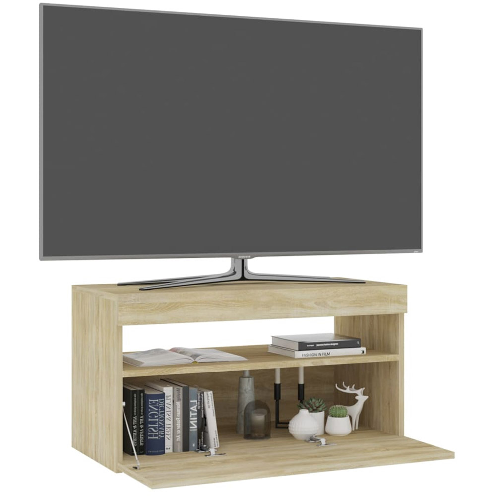 vidaXL Single Flap Door Sonoma Oak TV Cabinet with LED Light Image 3