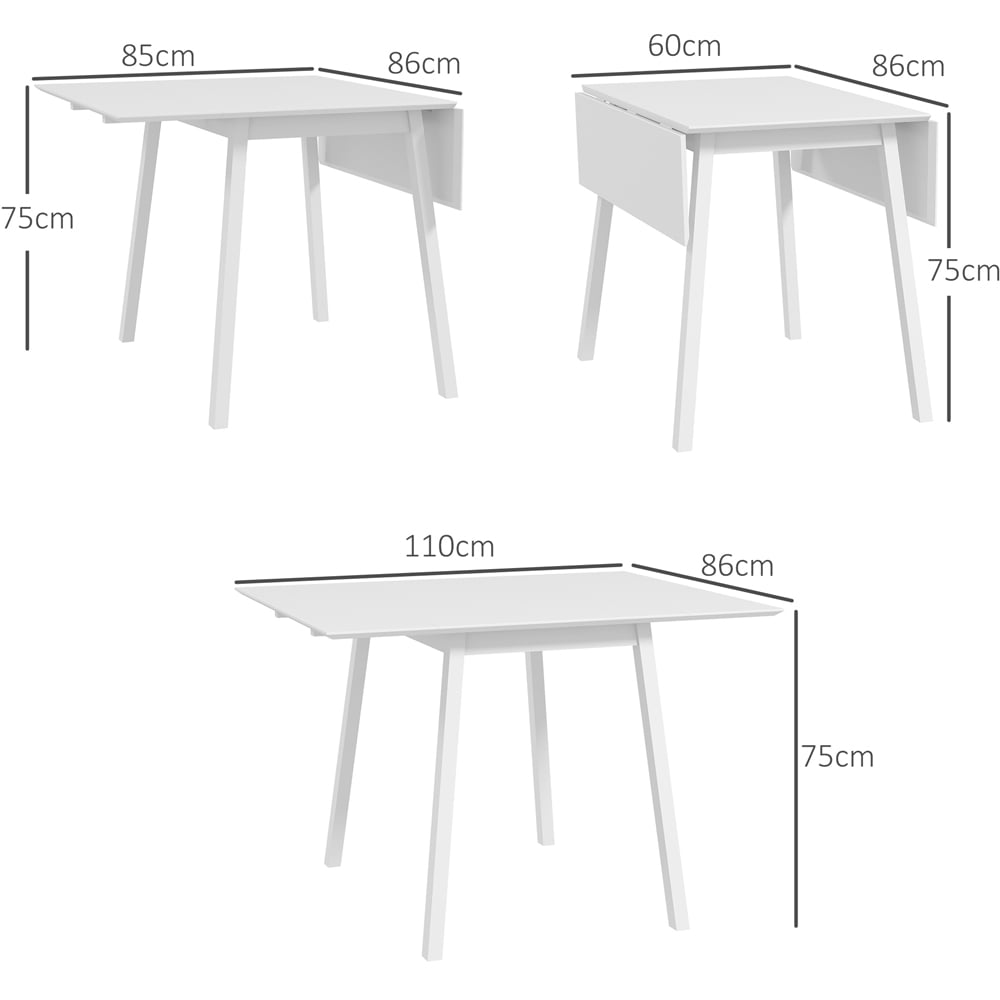 HOMCOM 4 Seater White Folding Drop Leaf Dining Table Image 9