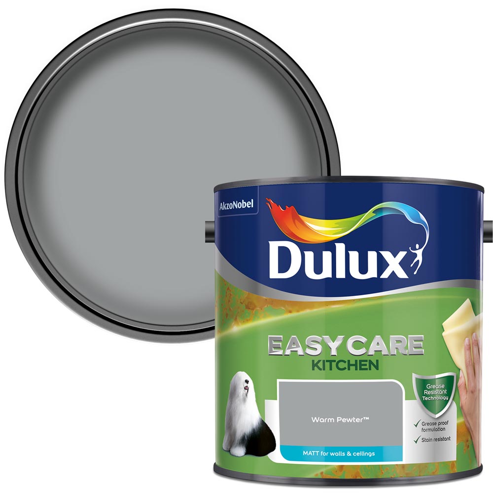 Dulux Easycare Kitchen Warm Pewter Matt Emulsion Paint 2.5L Image 1