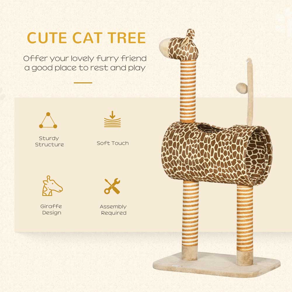 PawHut Cute Giraffe Kitten Play Tower Image 4