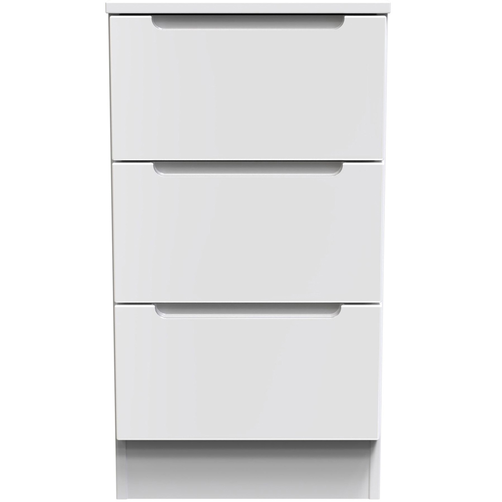 Crowndale Milan 3 Drawer Gloss White Bedside Table Image 2