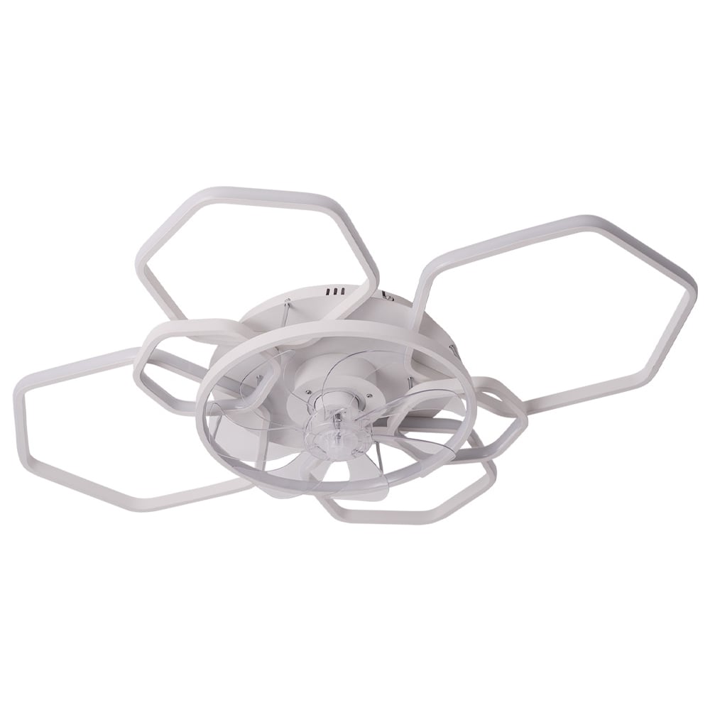 Living and Home White Geometrical LED Ceiling Fan Light 41 inch Image 1
