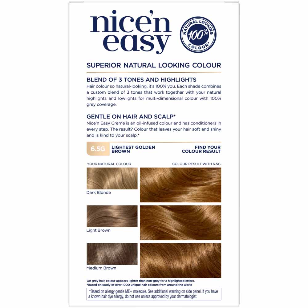 Clairol Nice'n Easy Lightest Golden Brown 6.5G Permanent Hair Dye Image 2