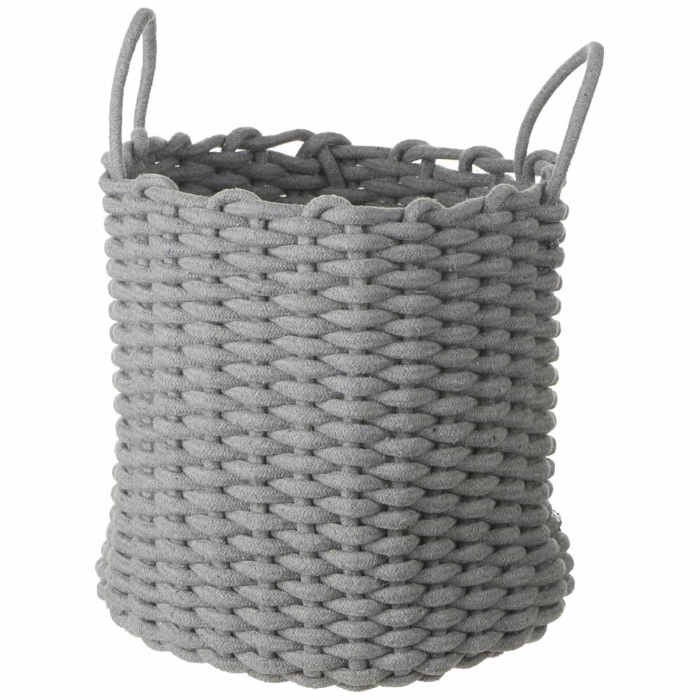 Wilko Rope Storage Basket Round Grey Image 1