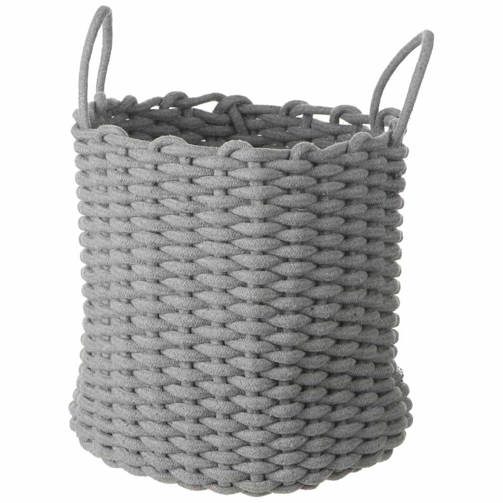 Wilko Rope Storage Basket Round Grey Wilko