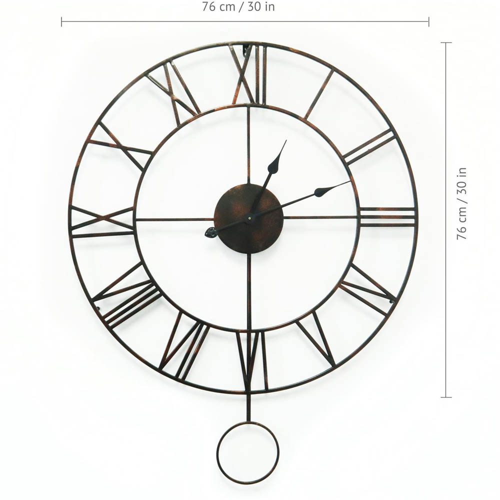 WALPLUS Iron Large Roman Pendulum Wall Clock 96 x 76cm Wilko