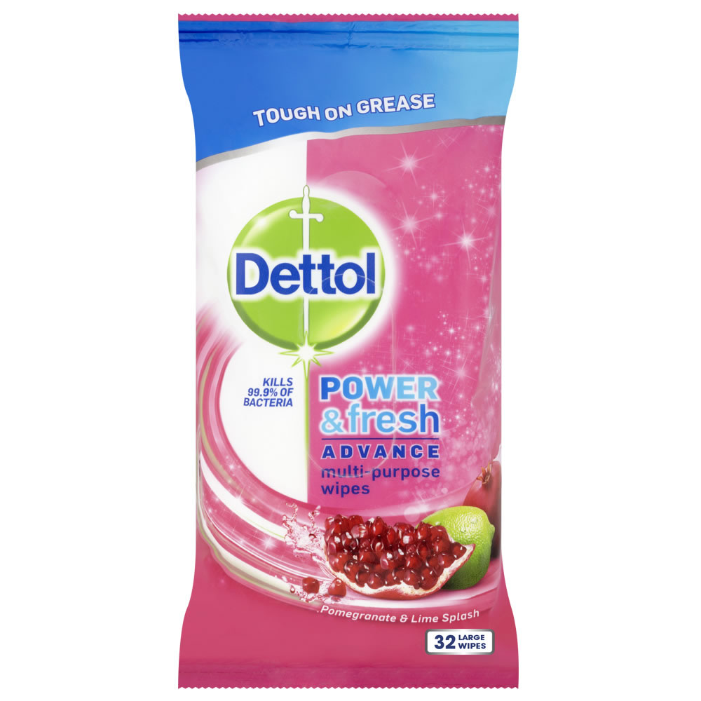Dettol Power and Fresh Pomegranate Wipes 32pk Image