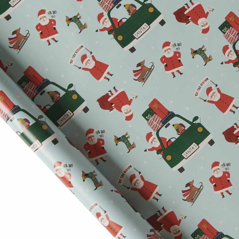 Wilko Christmas Roll Wrapping Paper 'Tis The Season Santa 10m Image 2