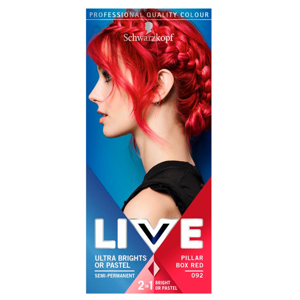 Schwarzkopf LIVE Ultra Brights or Pastel Pillar Box Red 092 Semi-Permanent Hair Dye Image 1