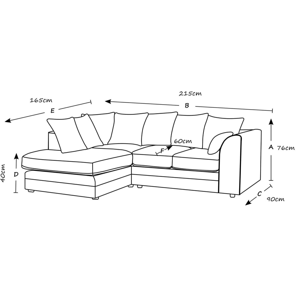 Portland Canolo Luxury 3 Seater Black Jumbo Cord Left Hand Corner Chaise Sofa Image 3