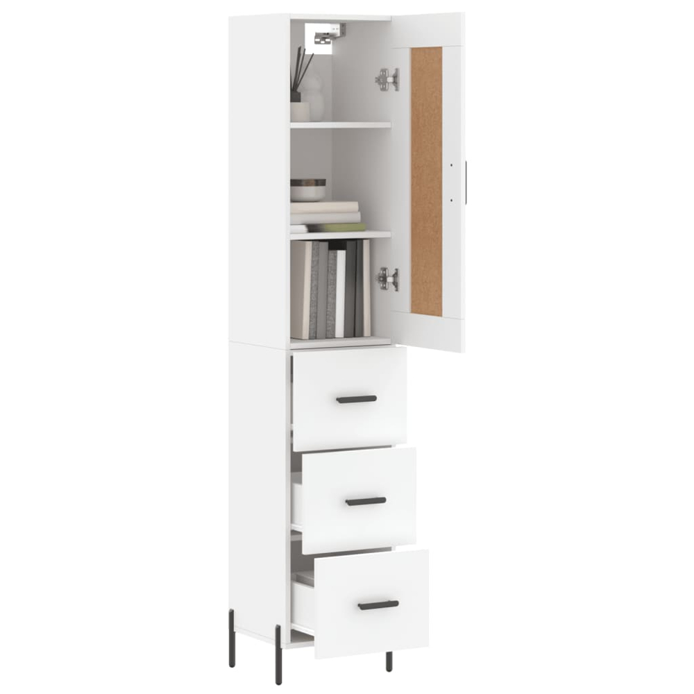 vidaXL Single Door 3 Drawer White Highboard Image 3