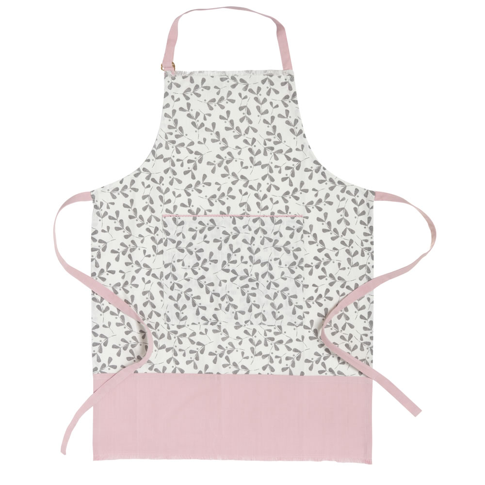 Wilko Grey Floral Cotton Apron Image