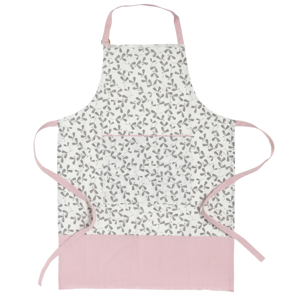 Wilko Grey Floral Cotton Apron Image