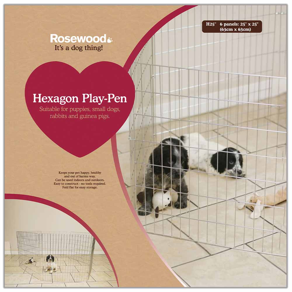 Rosewood Hexagon Dog Play and Safety Pen Image 1