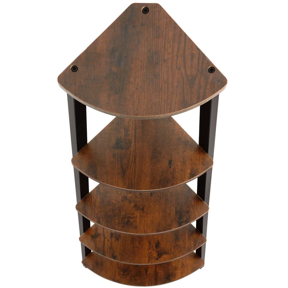 tectake Portland 4 Shelf Industrial Dark Wood Rustic Corner Shelving Unit Image 4