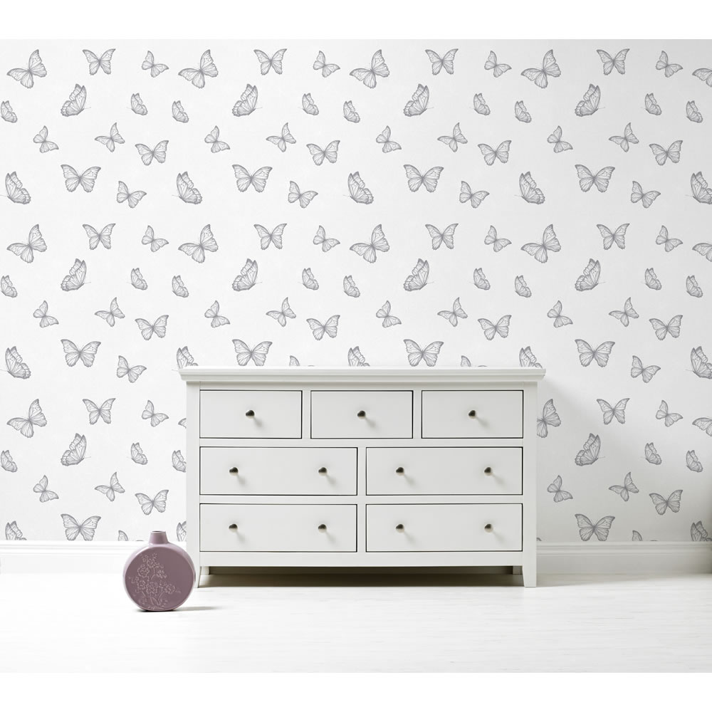 Wilko Butterfly Grey Wallpaper Image 2