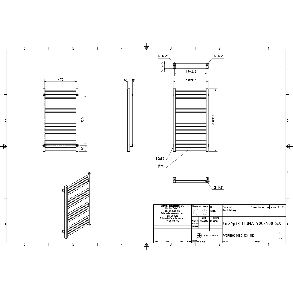 Terma Fiona E Soft Matt White Electric Towel Rail 900 x 500mm Image 7