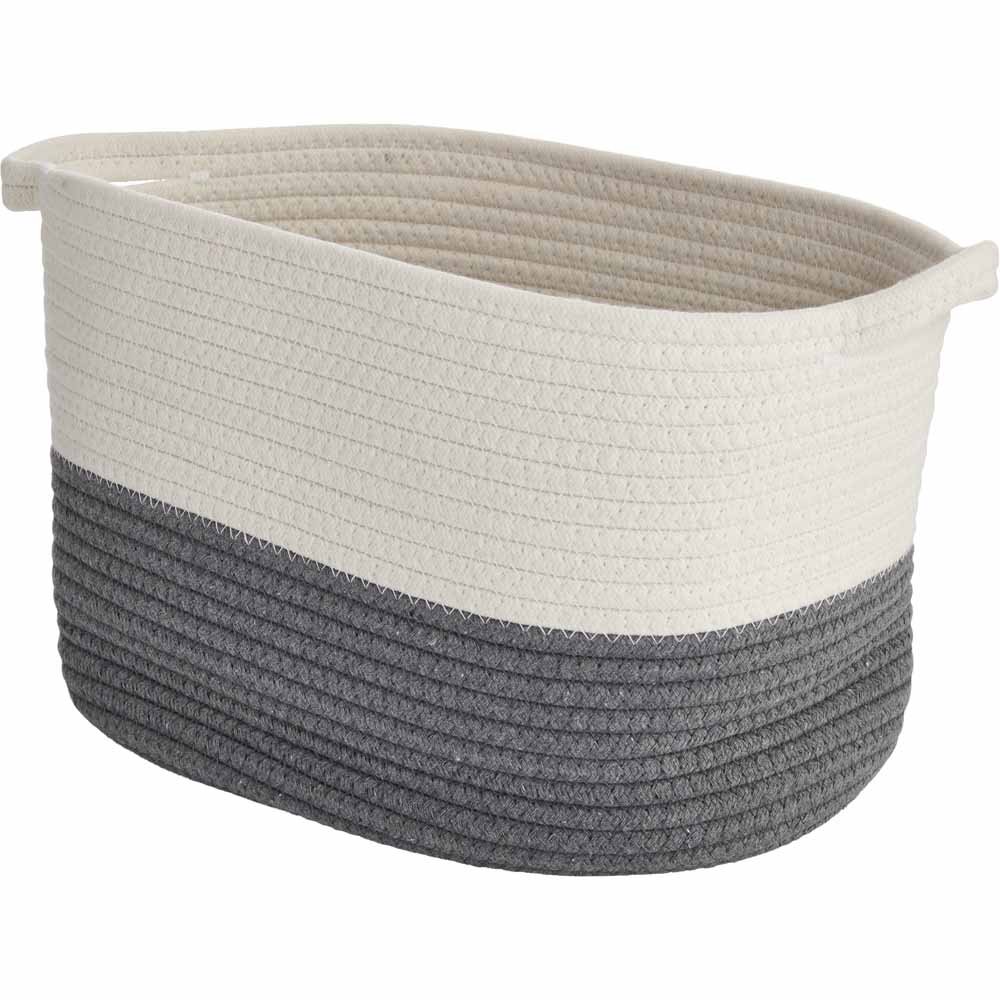 Wilko Grey / White Rope Basket Large Image 1