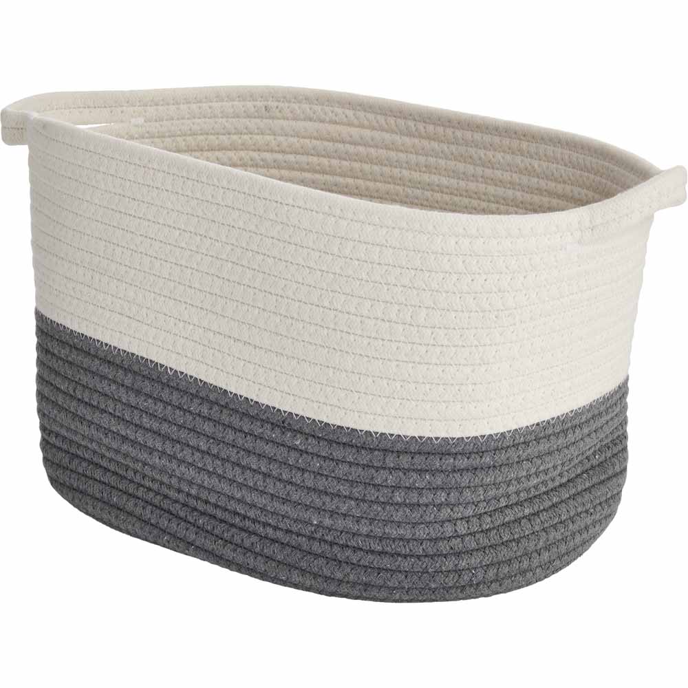 Wilko Grey / White Rope Basket Large Wilko