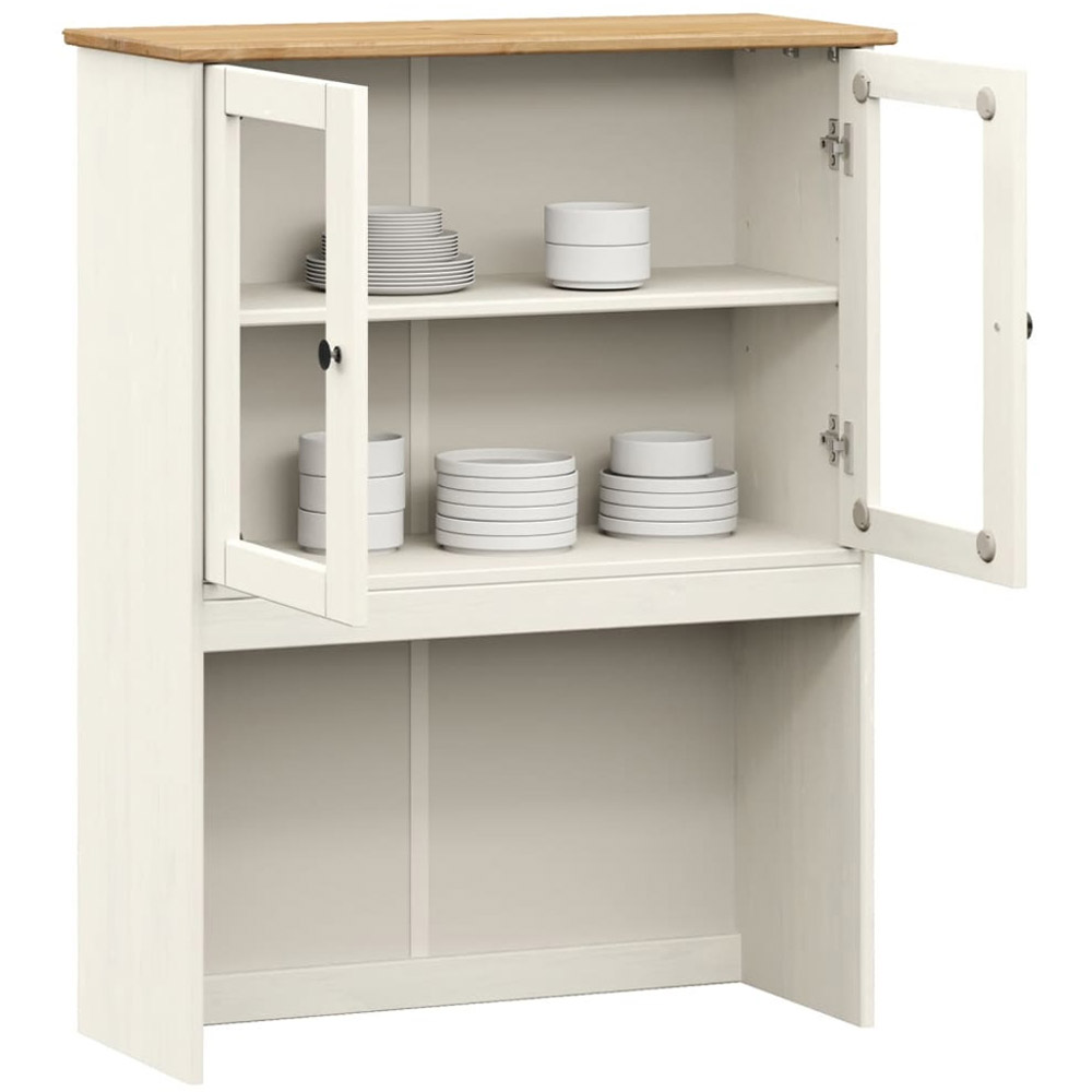 vidaXL 2 Door White Solid Wood Pine Dresser Top Storage Unit Image 3