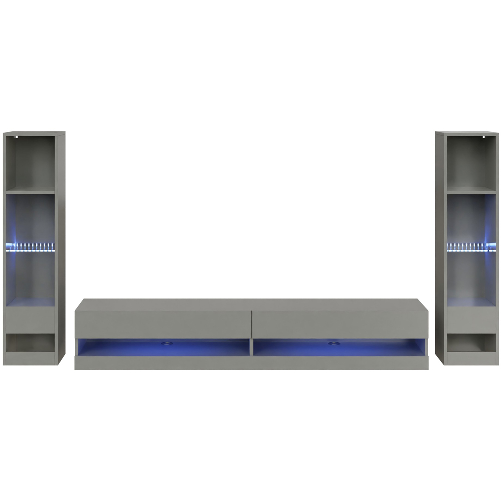 GFW Galicia 10 Shelf Grey Wall Mounted LED Full Media Set Image 2