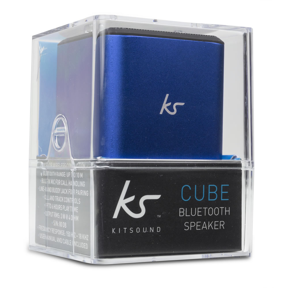KitSound Blue Cube Bluetooth Speaker Image 1