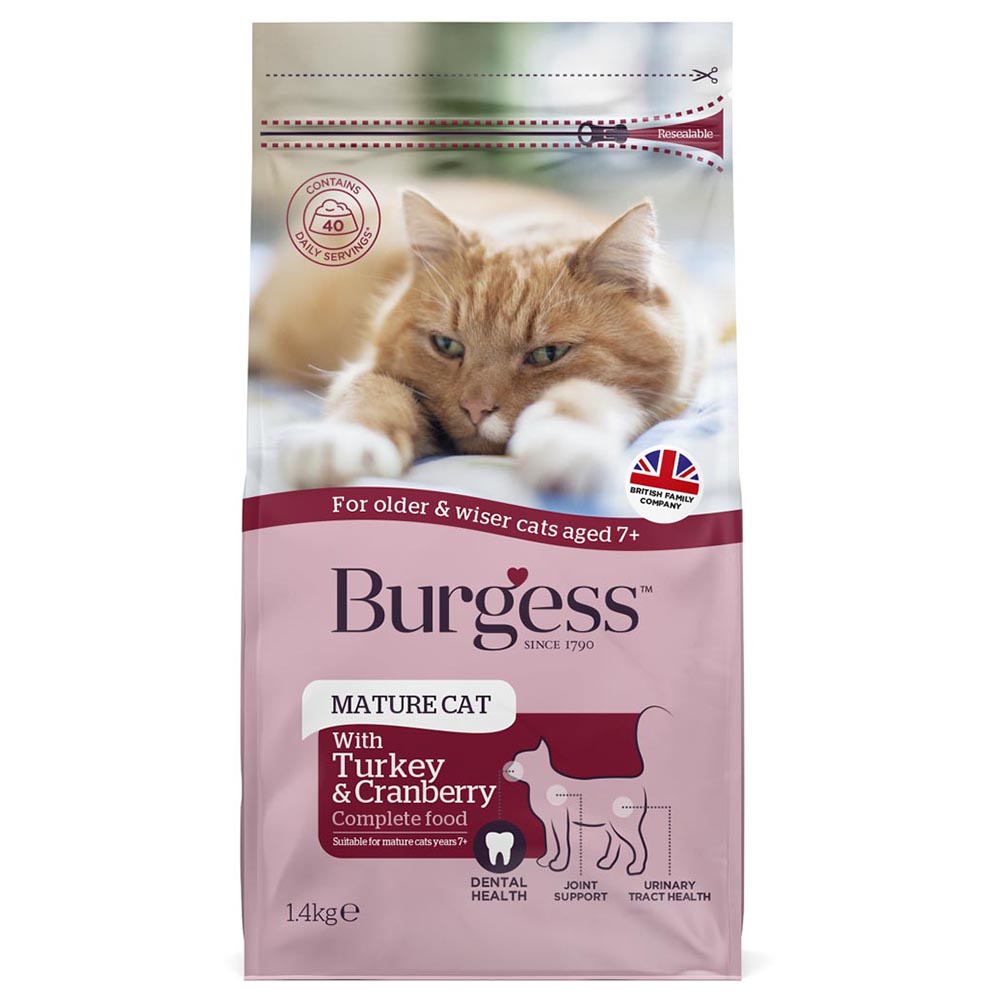 Burgess Mature Turkey and Cranberry Cat Food 1.4kg Image 1