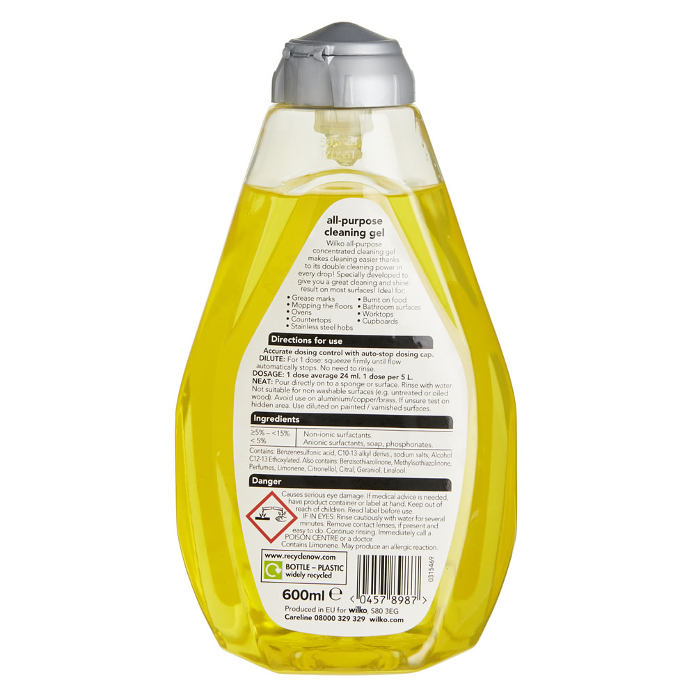 Wilko Concentrate All Purpose Cleaner Lemon 600ml Image 2