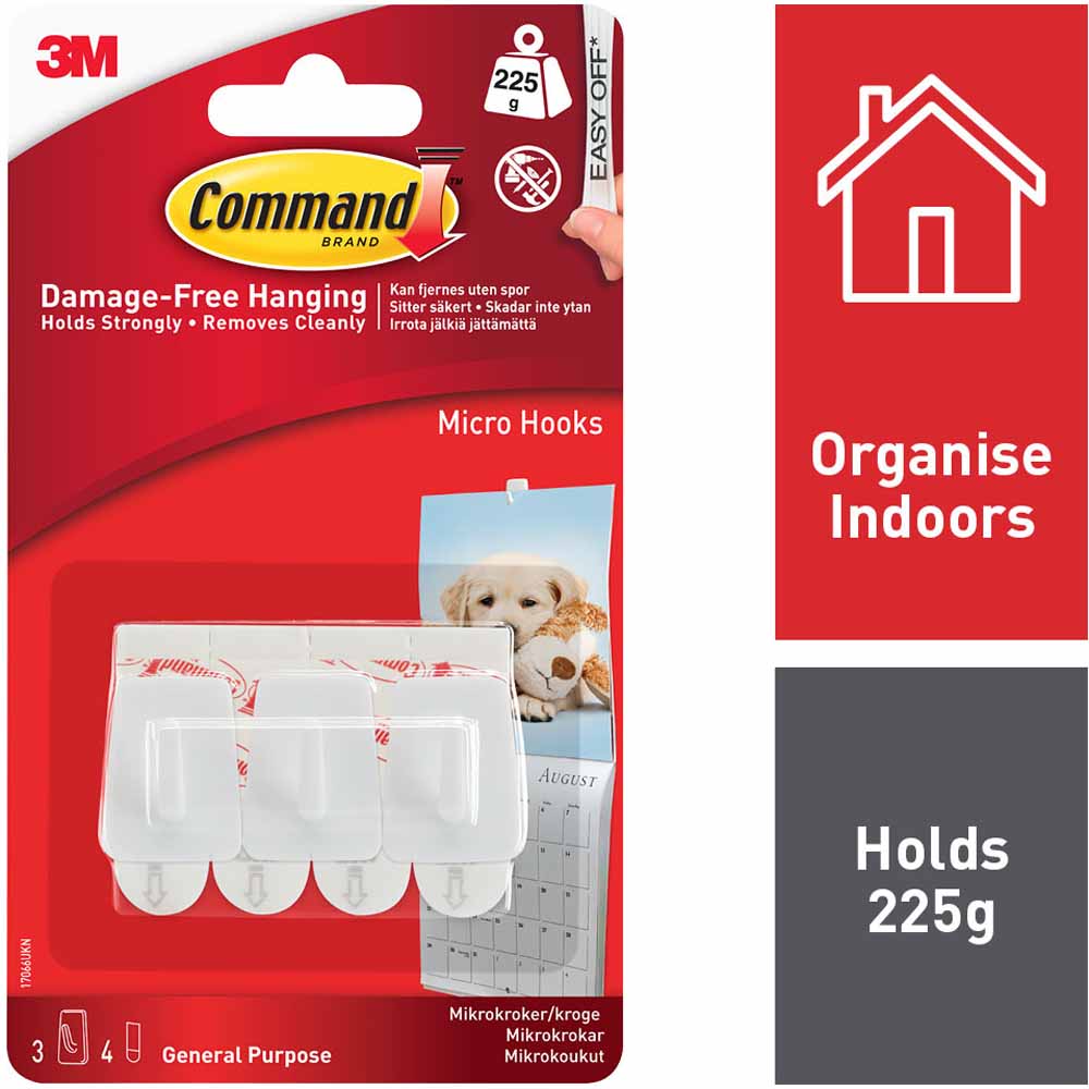 Command Damage-Free Micro Hooks 3 pack Image 1