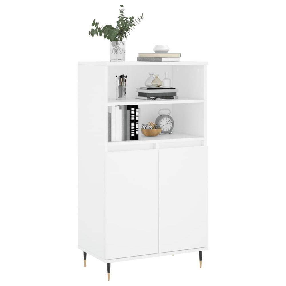vidaXL 2 Door 2 Shelf White Highboard Image 3