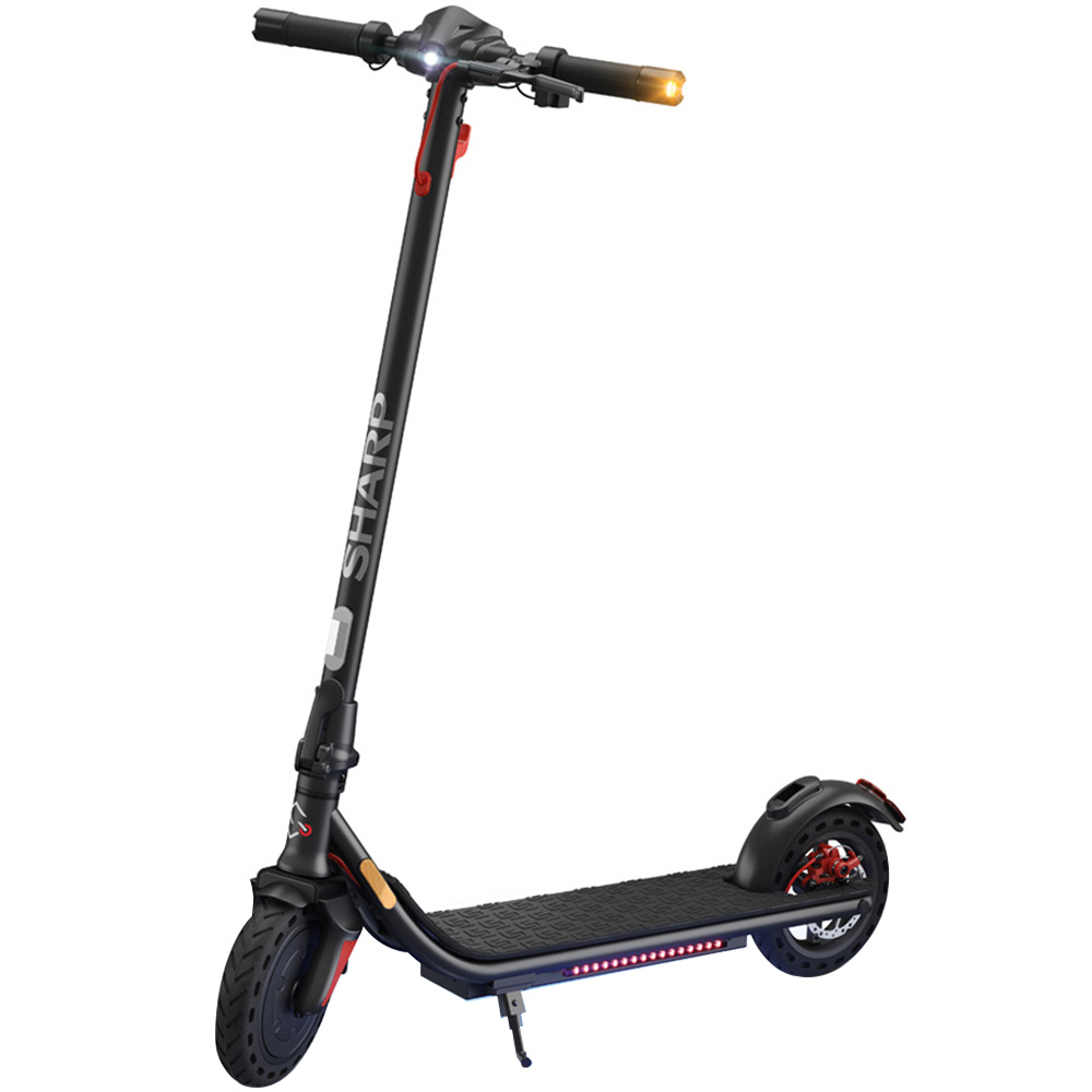 Sharp Black Kick Scooter with LED Footplate Image 1