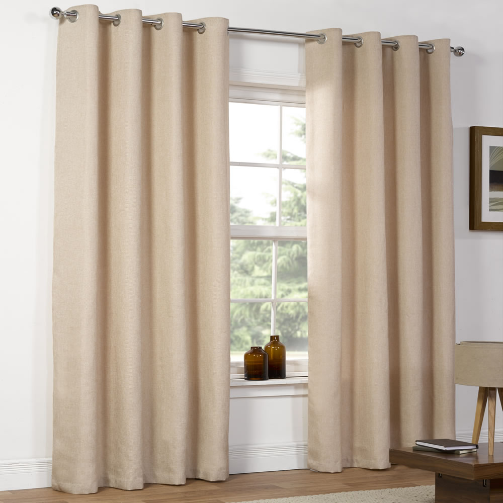 Wilko Natural Weave Eyelet Curtains 167 W x 137cm D Image 1