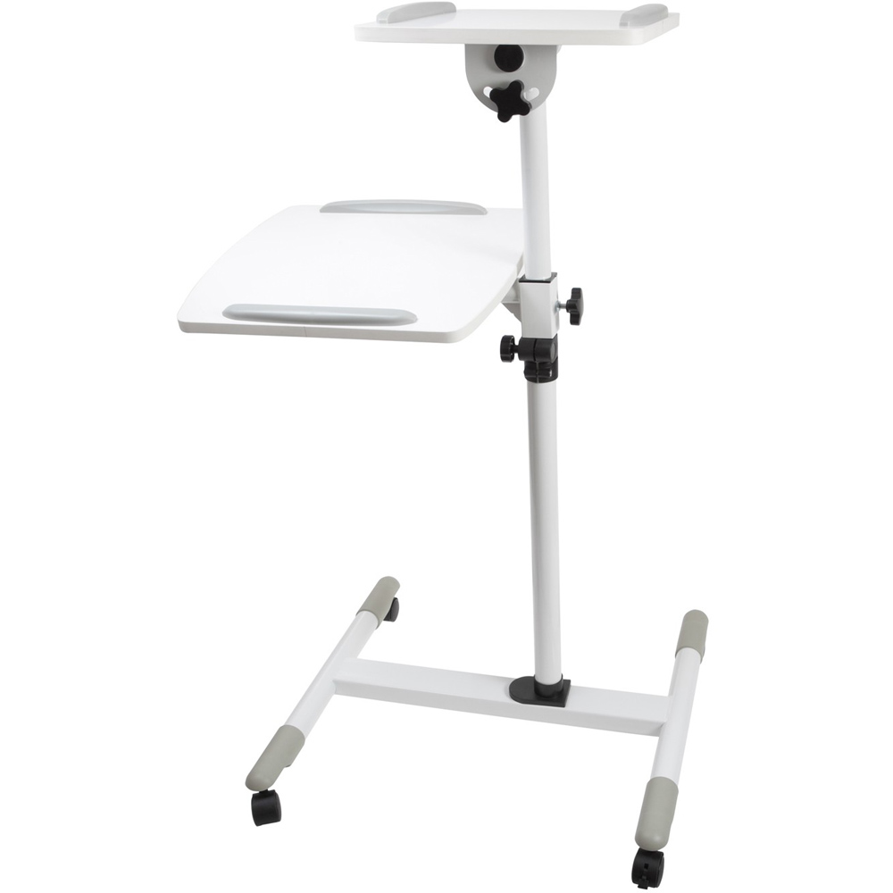ProperAV Mobile Desk Workstation and Projector Trolley White Image 2